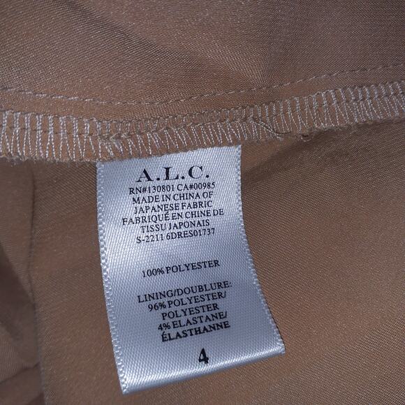 A.L.C. 'Delfine' Gold One Shoulder Satin Dress Size 4 - Picture 4 of 5